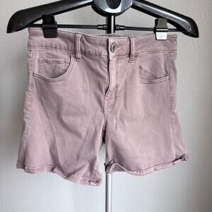 American Eagle AEO Twill Womens Mauve Pink Super Stretch Midi Shorts Size 10
